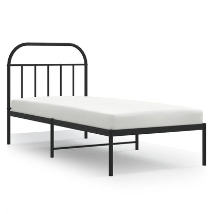 Bedframe Metaal 90 x 200 cm Zwart met hoofdbord