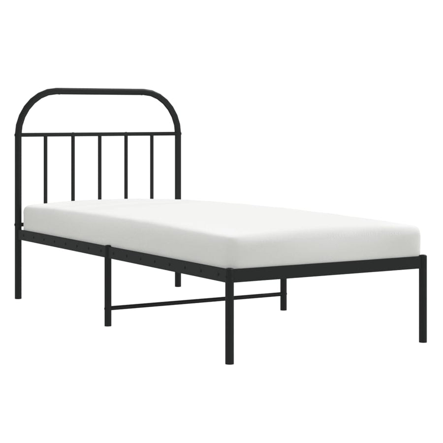 Bedframe Metaal 90 x 200 cm Zwart met hoofdbord