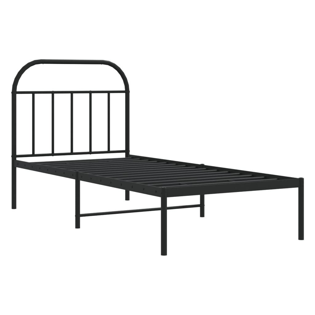 Bedframe Metaal 90 x 200 cm Zwart met hoofdbord