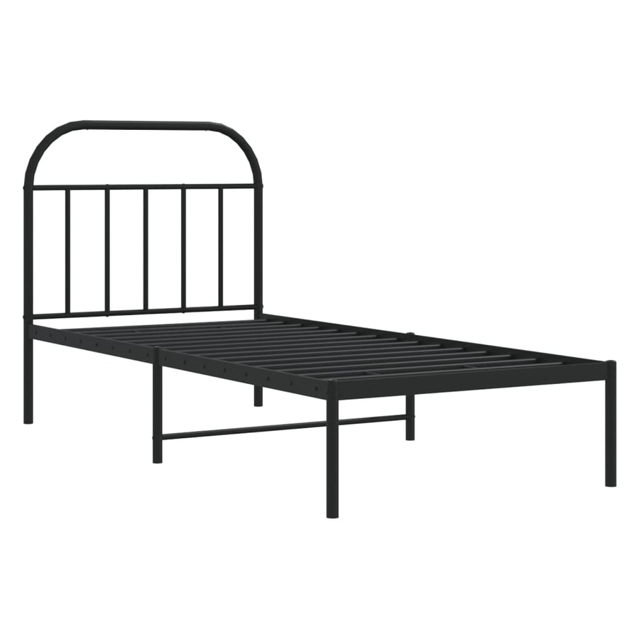 Bedframe Metaal 90 x 200 cm Zwart met hoofdbord