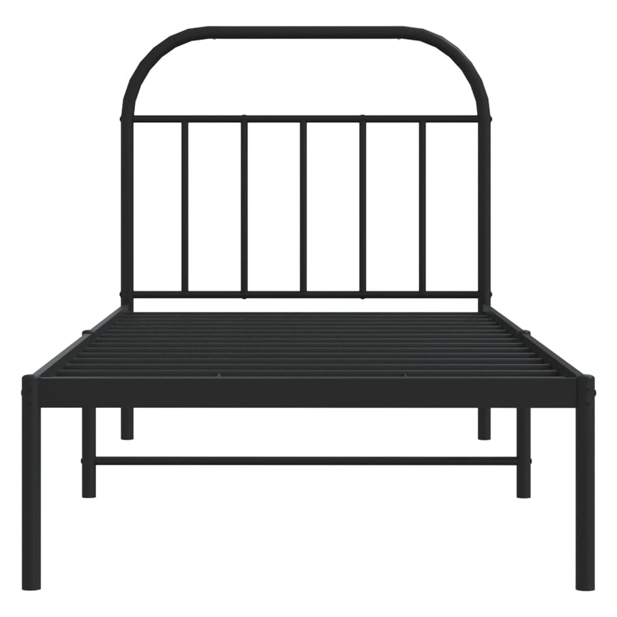 Bedframe Metaal 90 x 200 cm Zwart met hoofdbord