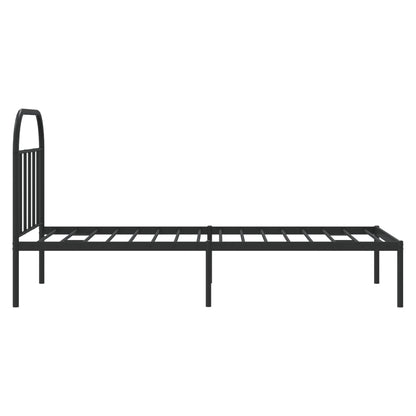 Bedframe Metaal 90 x 200 cm Zwart met hoofdbord