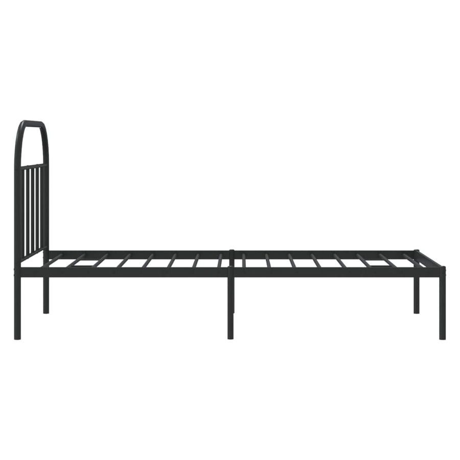 Bedframe Metaal 90 x 200 cm Zwart met hoofdbord