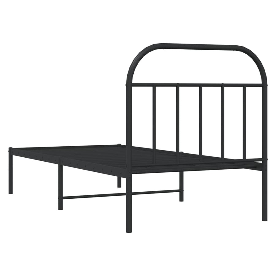 Bedframe Metaal 90 x 200 cm Zwart met hoofdbord