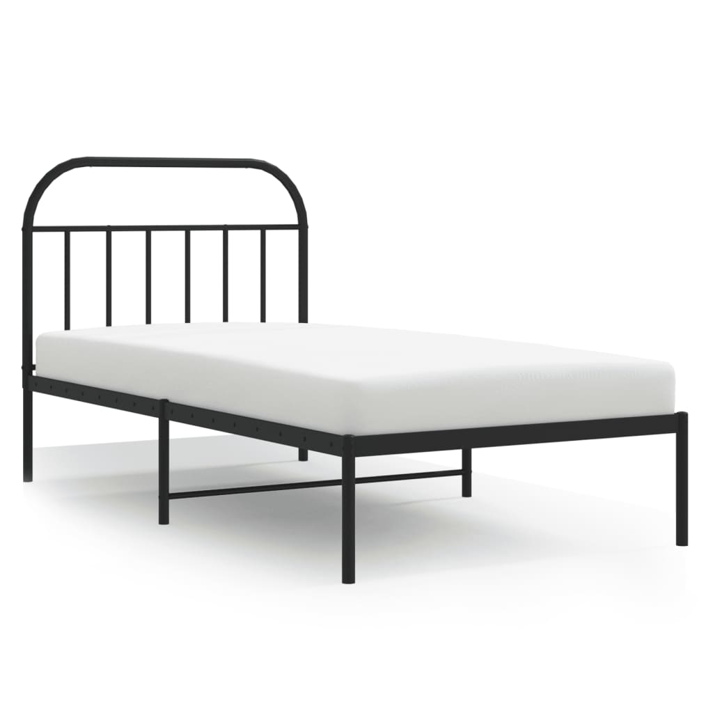 Bedframe Metaal 100 x 190 cm Zwart met hoofdbord