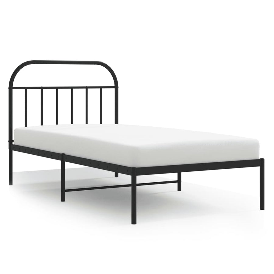Bedframe Metaal 100 x 190 cm Zwart met hoofdbord