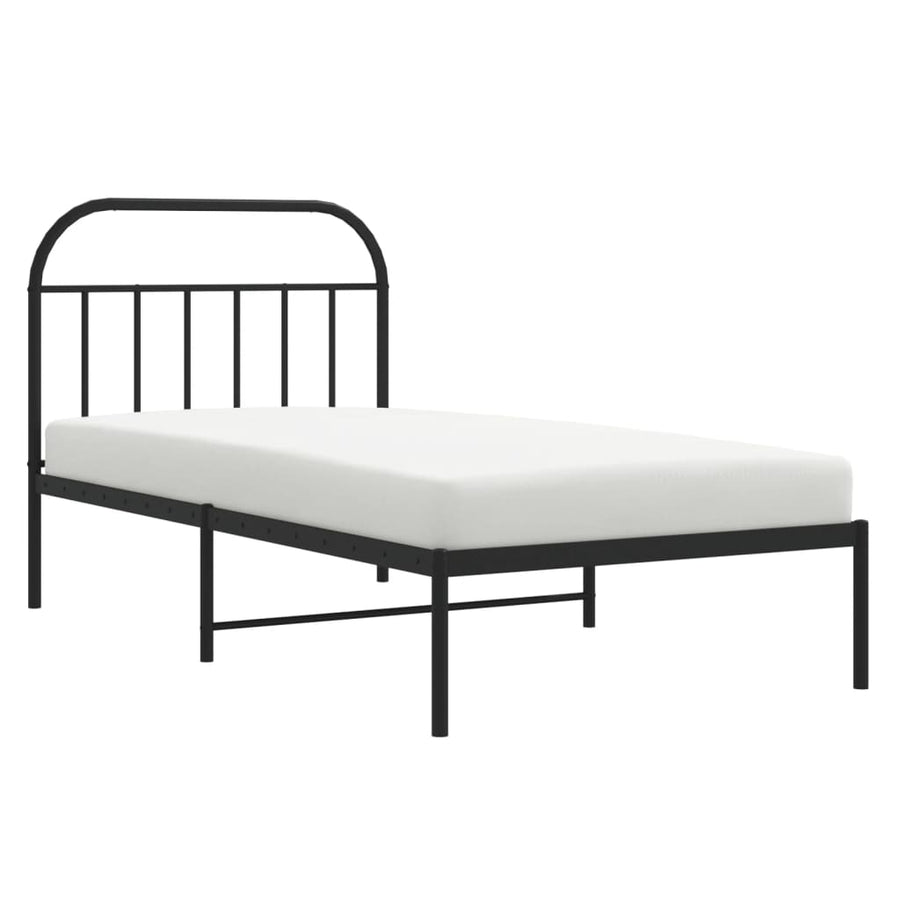 Bedframe Metaal 100 x 190 cm Zwart met hoofdbord
