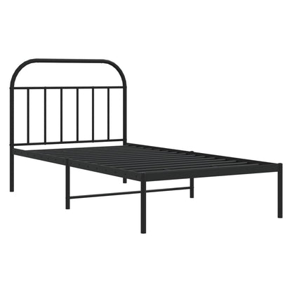 Bedframe Metaal 100 x 190 cm Zwart met hoofdbord