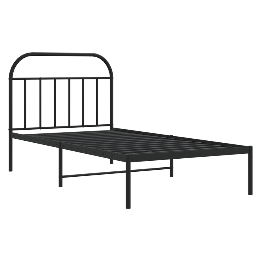 Bedframe Metaal 100 x 190 cm Zwart met hoofdbord