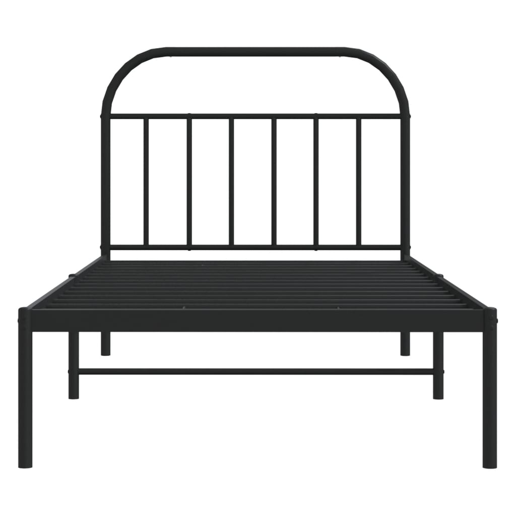 Bedframe Metaal 100 x 190 cm Zwart met hoofdbord
