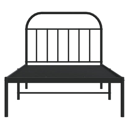 Bedframe Metaal 100 x 190 cm Zwart met hoofdbord