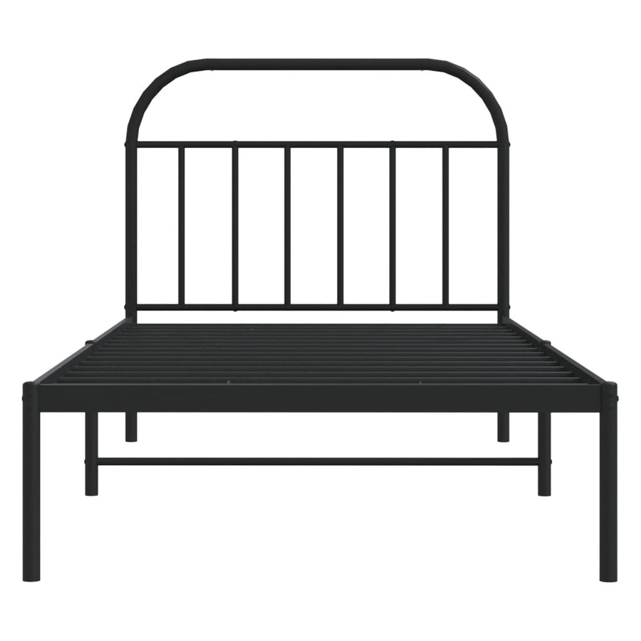 Bedframe Metaal 100 x 190 cm Zwart met hoofdbord