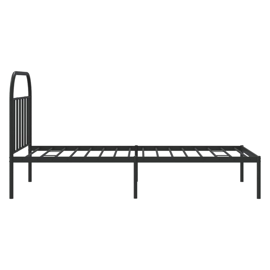 Bedframe Metaal 100 x 190 cm Zwart met hoofdbord