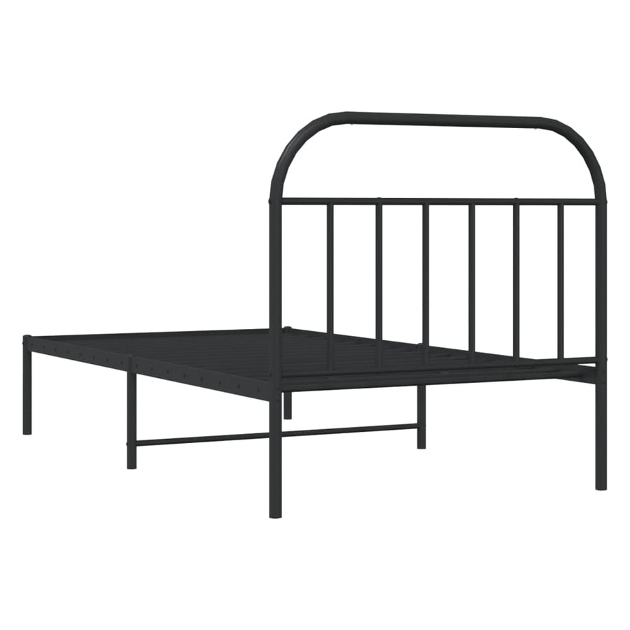 Bedframe Metaal 100 x 190 cm Zwart met hoofdbord
