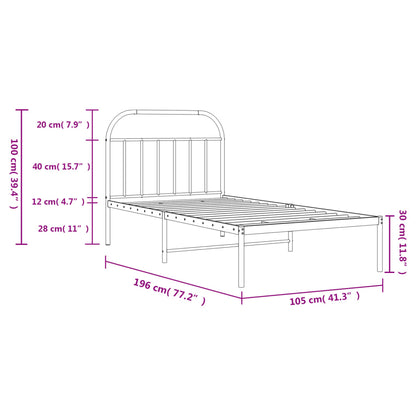 Bedframe Metaal 100 x 190 cm Zwart met hoofdbord