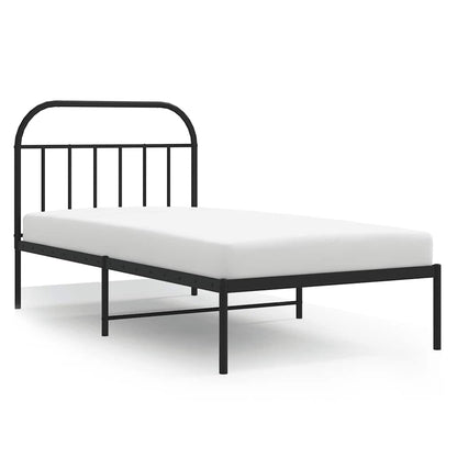 Bedframe Metaal 100 x 200 cm Zwart met hoofdbord