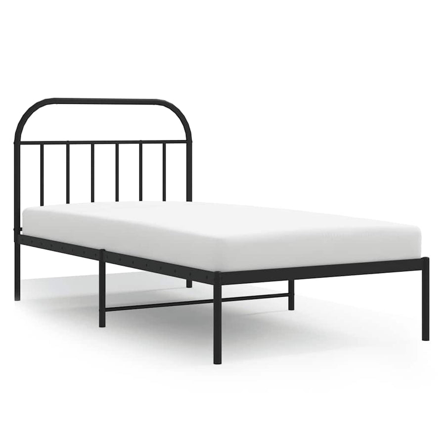 Bedframe Metaal 100 x 200 cm Zwart met hoofdbord