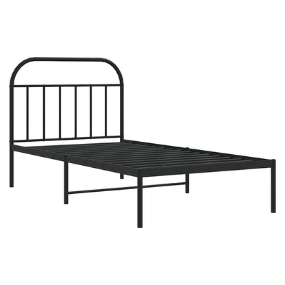 Bedframe Metaal 100 x 200 cm Zwart met hoofdbord