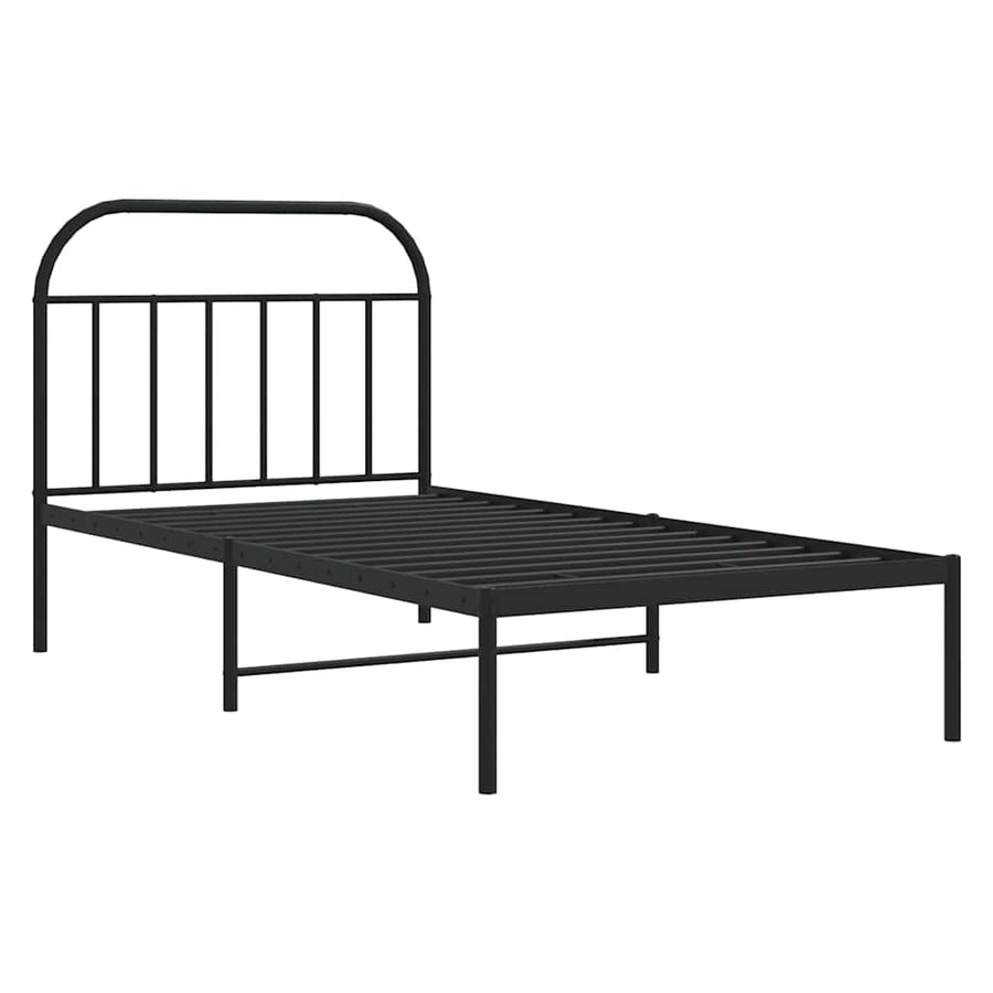 Bedframe Metaal 100 x 200 cm Zwart met hoofdbord