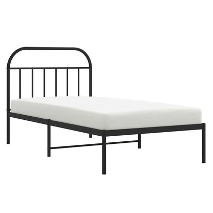 Bedframe Metaal 100 x 200 cm Zwart met hoofdbord