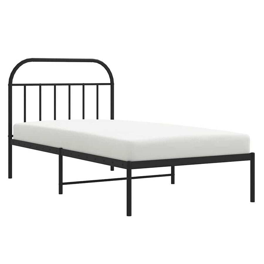 Bedframe Metaal 100 x 200 cm Zwart met hoofdbord