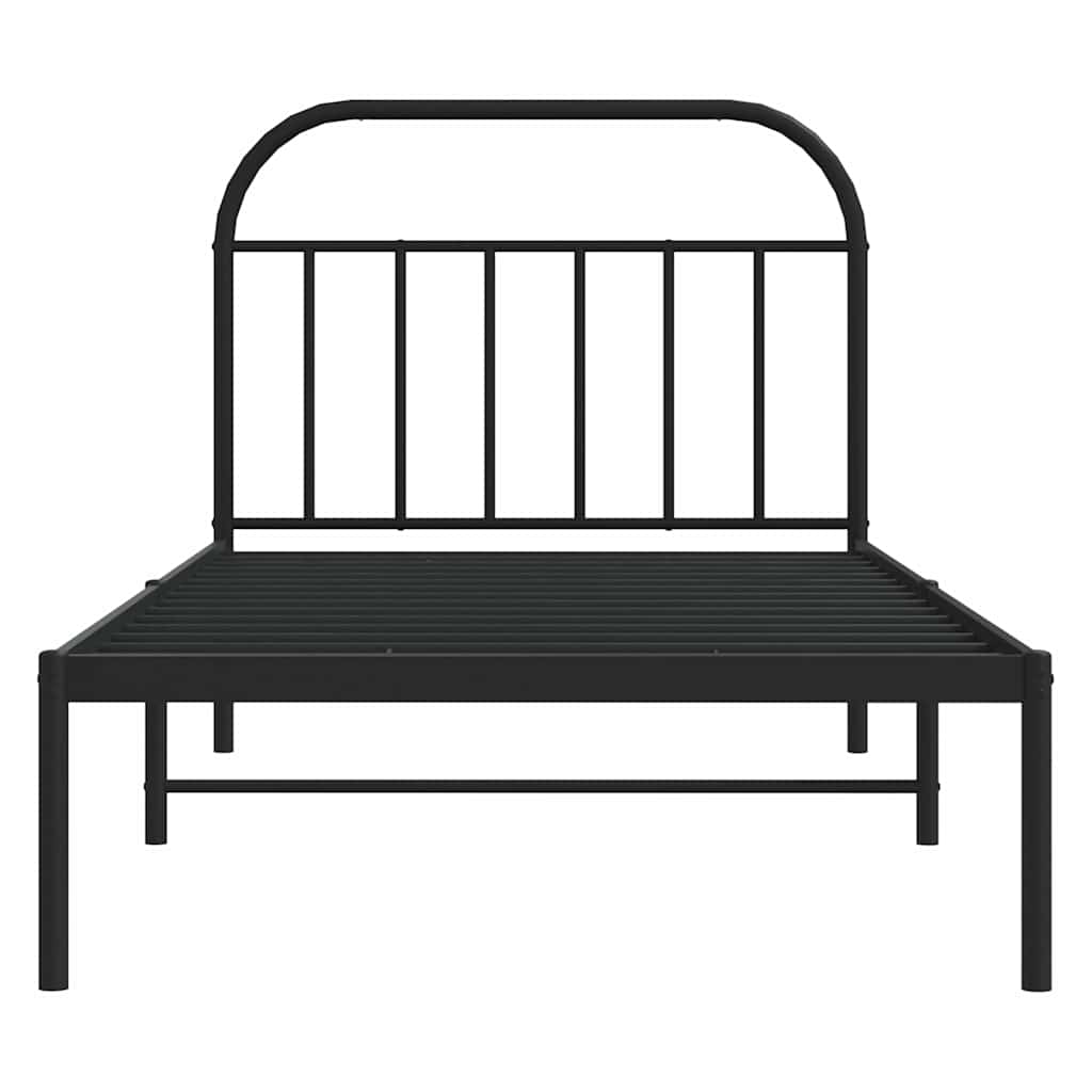 Bedframe Metaal 100 x 200 cm Zwart met hoofdbord