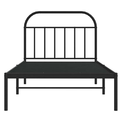 Bedframe Metaal 100 x 200 cm Zwart met hoofdbord