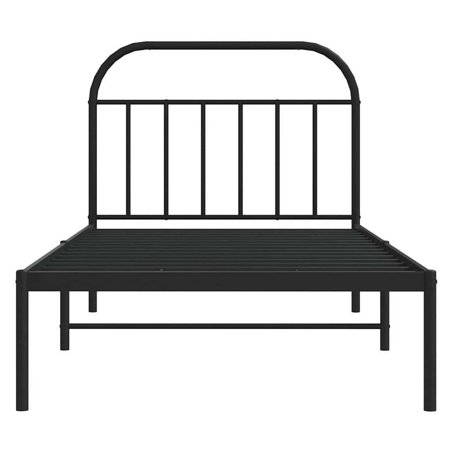 Bedframe Metaal 100 x 200 cm Zwart met hoofdbord