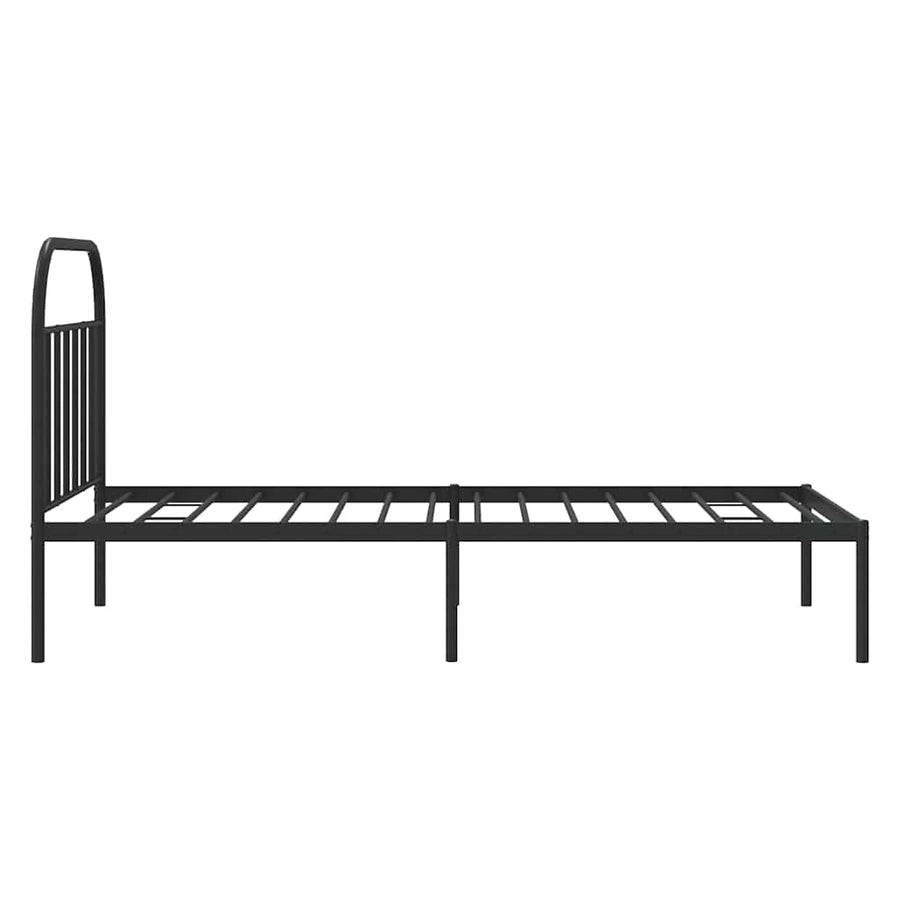 Bedframe Metaal 100 x 200 cm Zwart met hoofdbord