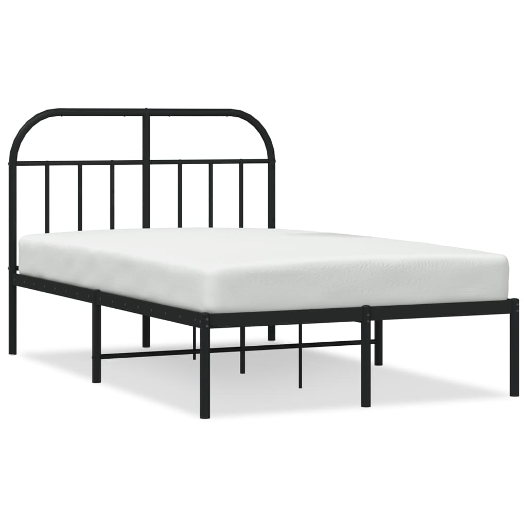 Bedframe Metaal 120 x 190 cm Zwart met hoofdbord