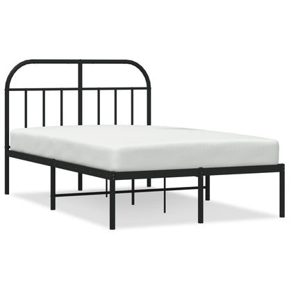 Bedframe Metaal 120 x 190 cm Zwart met hoofdbord