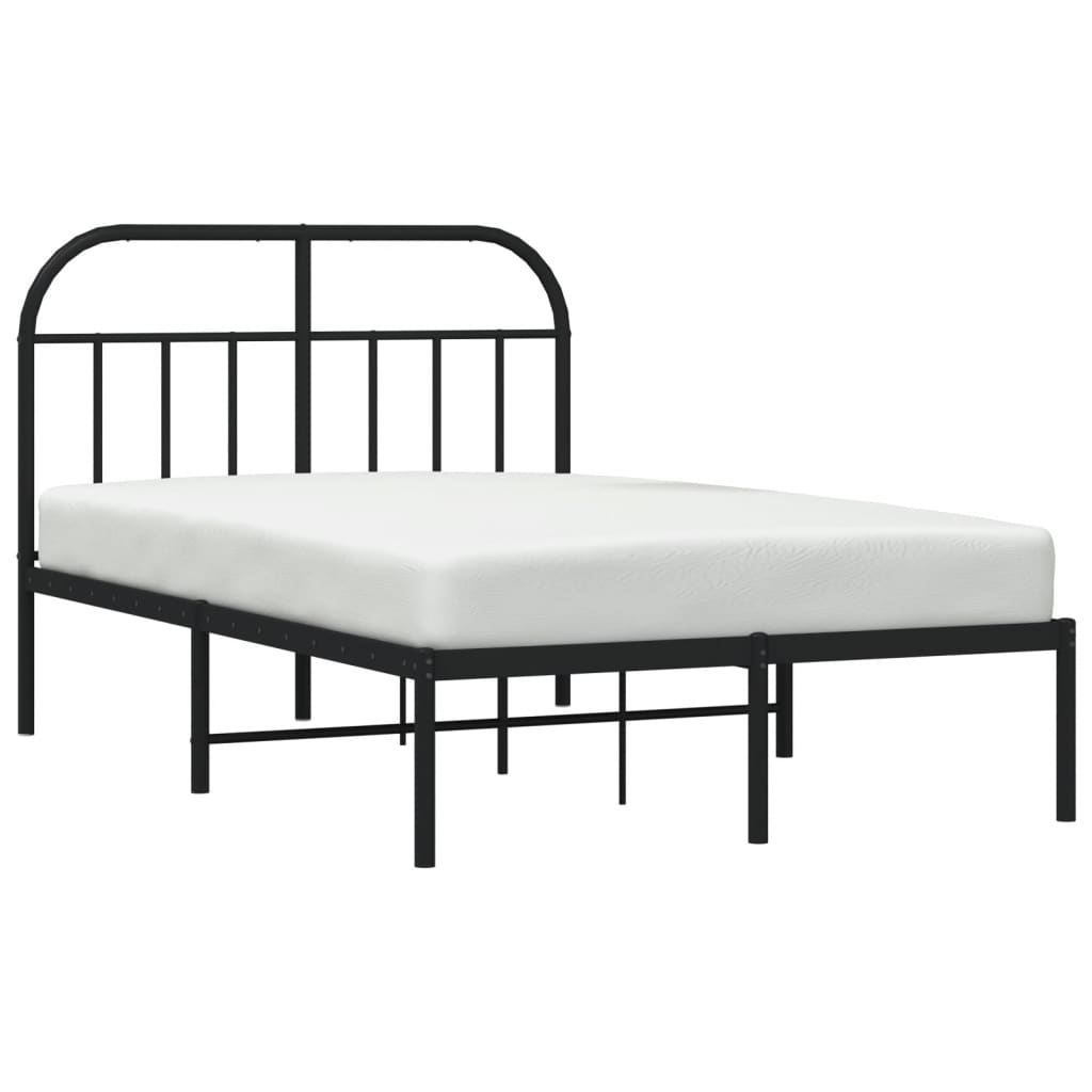 Bedframe Metaal 120 x 190 cm Zwart met hoofdbord