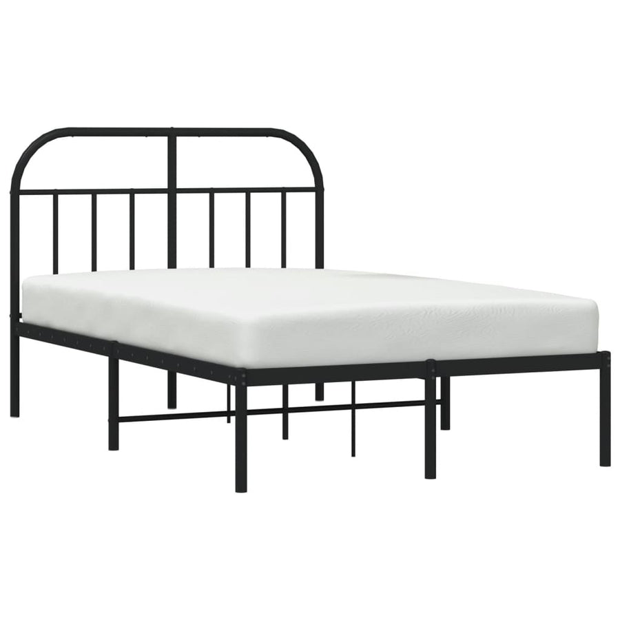 Bedframe Metaal 120 x 190 cm Zwart met hoofdbord