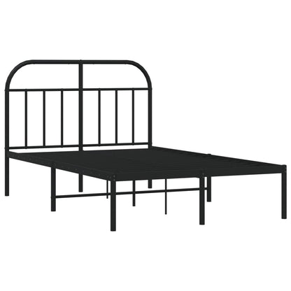 Bedframe Metaal 120 x 190 cm Zwart met hoofdbord