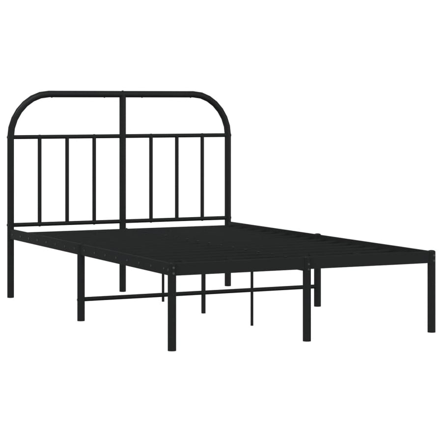 Bedframe Metaal 120 x 190 cm Zwart met hoofdbord