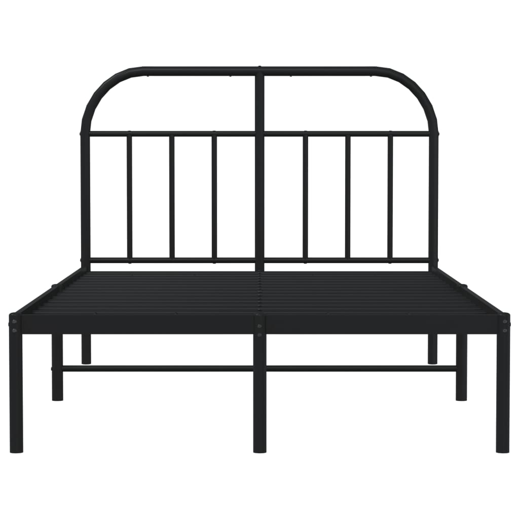 Bedframe Metaal 120 x 190 cm Zwart met hoofdbord