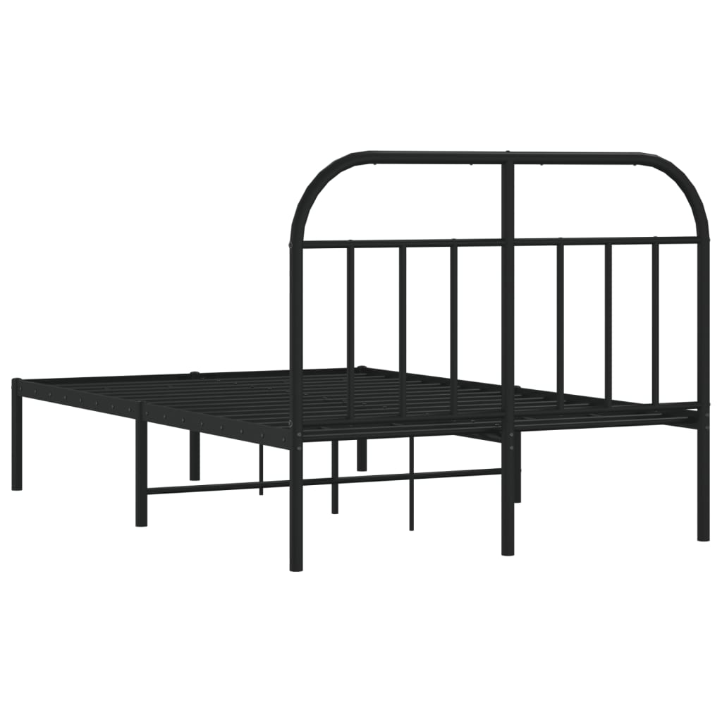 Bedframe Metaal 120 x 190 cm Zwart met hoofdbord