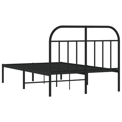 Bedframe Metaal 120 x 190 cm Zwart met hoofdbord
