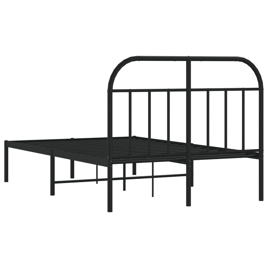 Bedframe Metaal 120 x 190 cm Zwart met hoofdbord