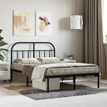 Bedframe Metaal 120 x 190 cm Zwart met hoofdbord