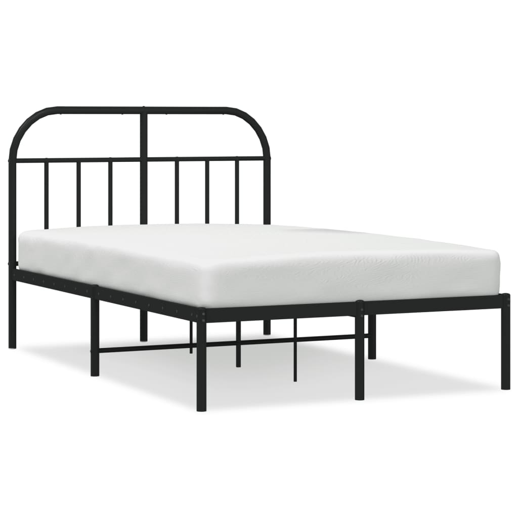 Bedframe Metaal 120 x 200 cm Zwart met hoofdbord