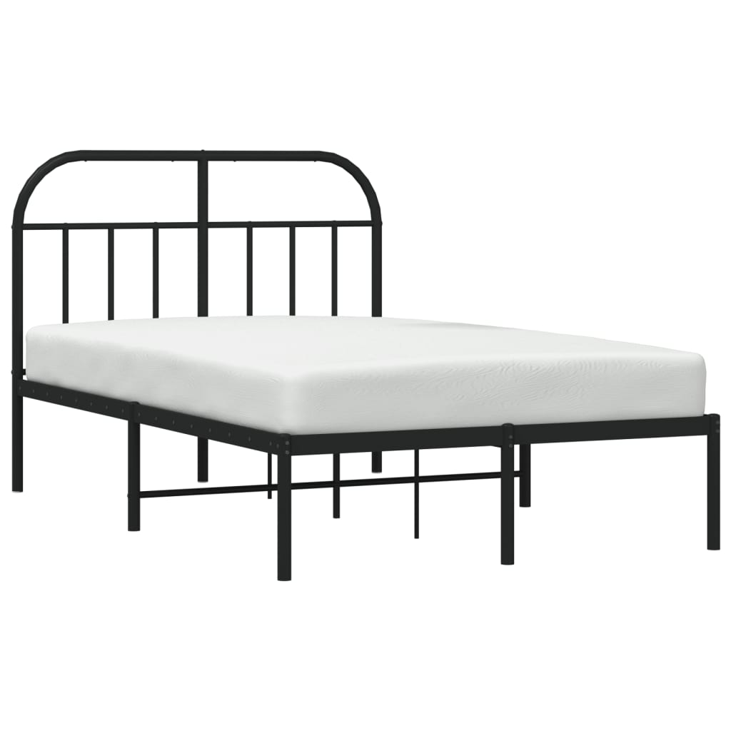 Bedframe Metaal 120 x 200 cm Zwart met hoofdbord