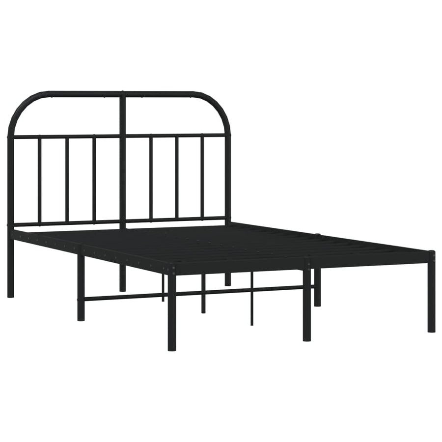 Bedframe Metaal 120 x 200 cm Zwart met hoofdbord