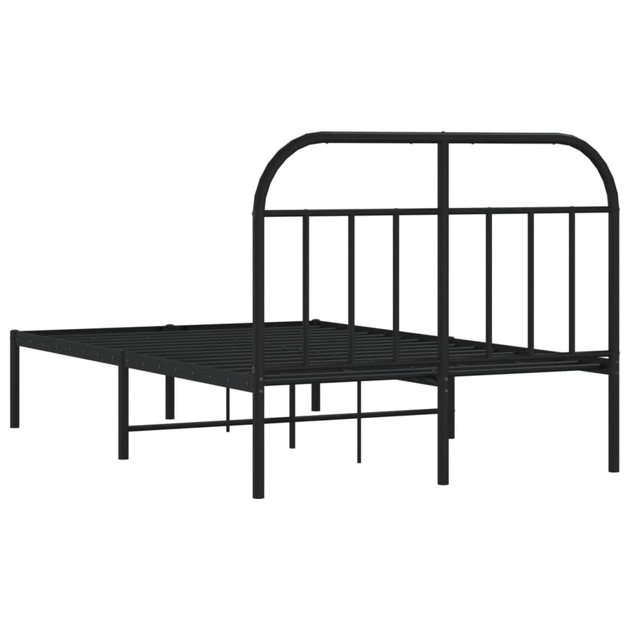 Bedframe Metaal 120 x 200 cm Zwart met hoofdbord