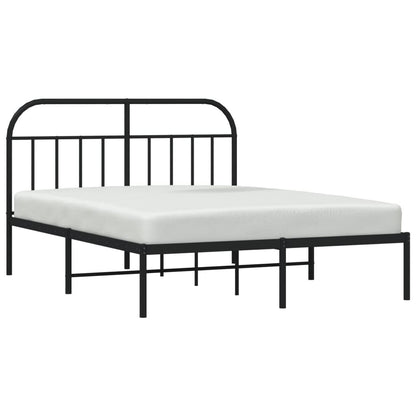 Bedframe Metaal 135 x 190 cm Zwart met hoofdbord