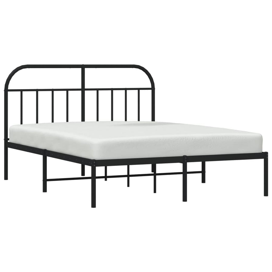 Bedframe Metaal 135 x 190 cm Zwart met hoofdbord