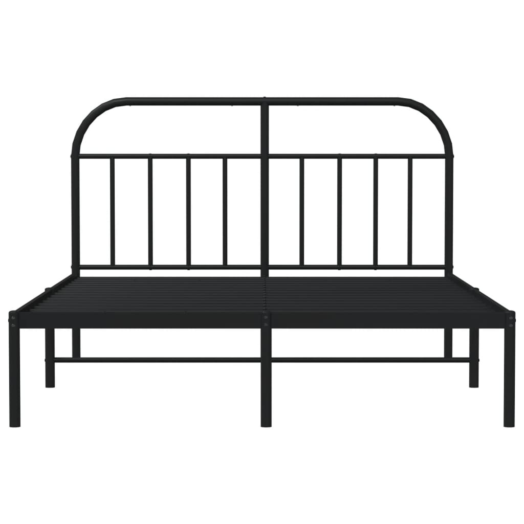 Bedframe Metaal 135 x 190 cm Zwart met hoofdbord