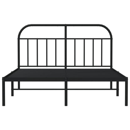 Bedframe Metaal 135 x 190 cm Zwart met hoofdbord