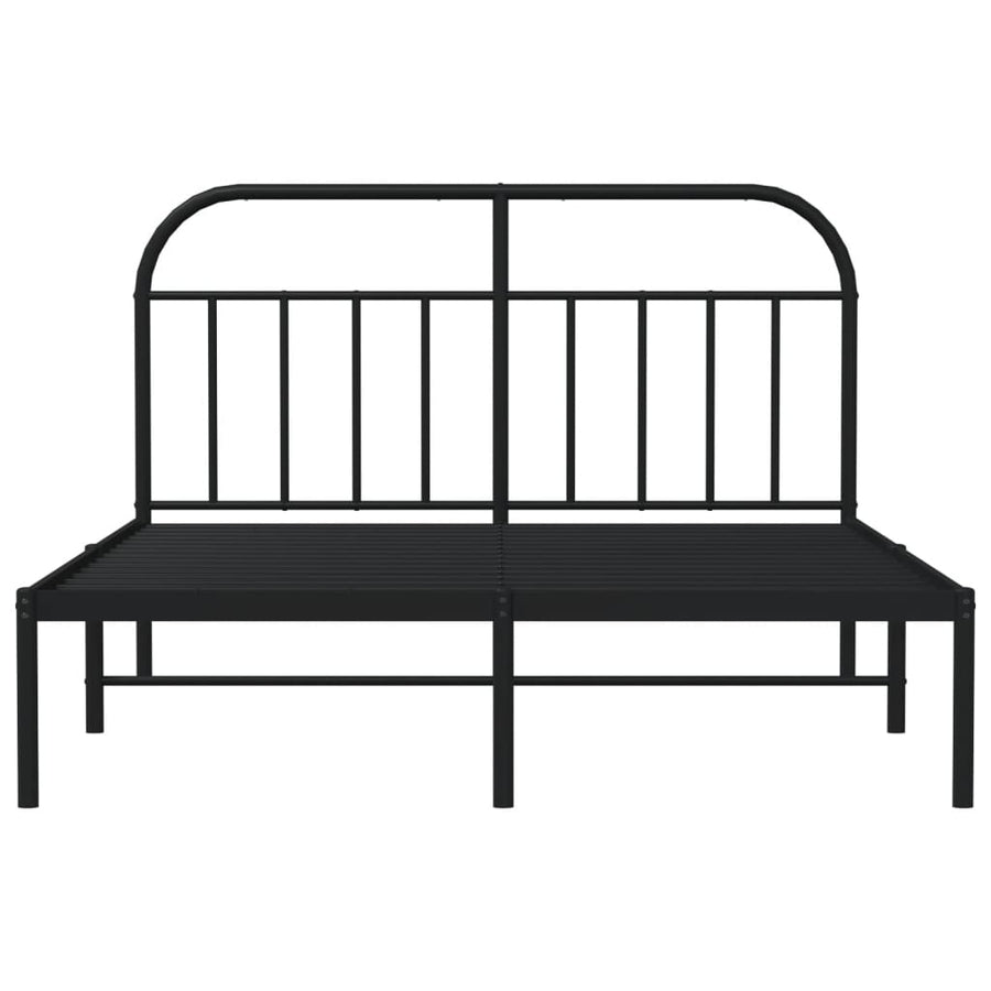 Bedframe Metaal 135 x 190 cm Zwart met hoofdbord