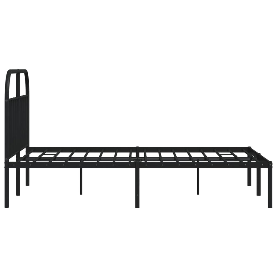 Bedframe Metaal 135 x 190 cm Zwart met hoofdbord